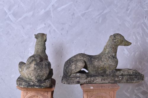 PAIR OF COMPOSITE STONE GREYHOUNDS - ADDITIONAL PHOTO 4