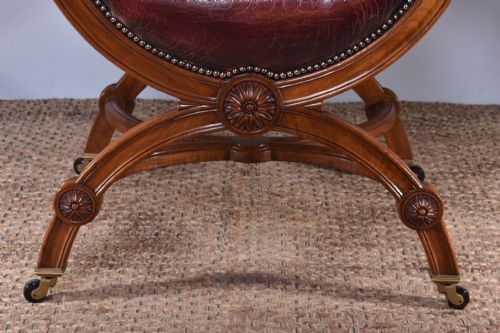 FIGURED WALNUT XFRAME ARMCHAIR - ADDITIONAL PHOTO 1
