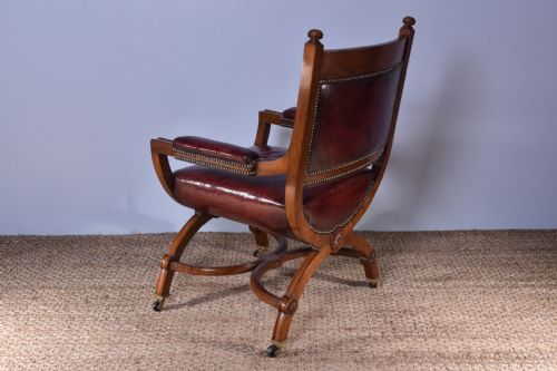 FIGURED WALNUT XFRAME ARMCHAIR - ADDITIONAL PHOTO 6