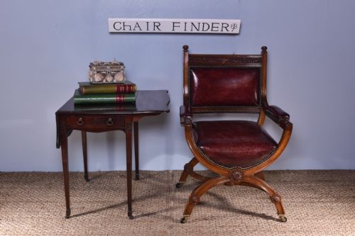FIGURED WALNUT XFRAME ARMCHAIR - ADDITIONAL PHOTO 9