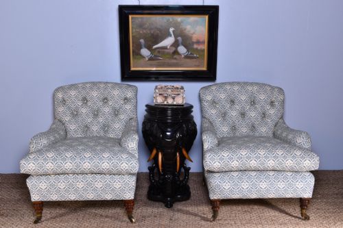 pair of howard sons bridgewater armchairs - CATEGORY: ANTIQUE CHAIRS - DATED VICTORIAN