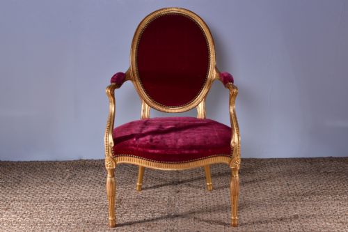 george iii giltwood open armchair - CATEGORY: ANTIQUE CHAIRS - DATED GEORGIAN