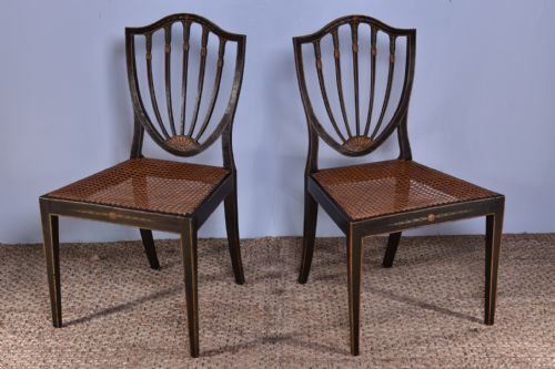 pair of george iii painted sheildback chairs - CATEGORY: ANTIQUE CHAIRS - DATED 18TH CENTURY