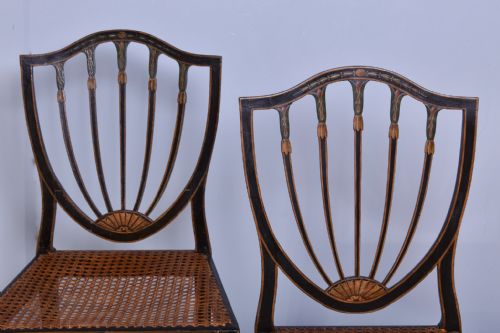 PAIR OF GEORGE III PAINTED SHEILDBACK CHAIRS - ADDITIONAL PHOTO 1