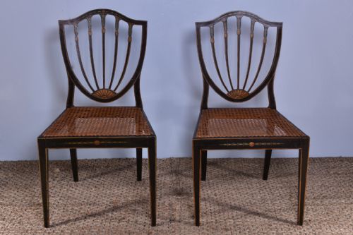 PAIR OF GEORGE III PAINTED SHEILDBACK CHAIRS - ADDITIONAL PHOTO 2