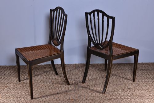 PAIR OF GEORGE III PAINTED SHEILDBACK CHAIRS - ADDITIONAL PHOTO 4
