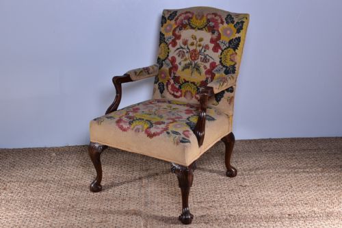 mahogany gainsborough armchair - CATEGORY: ANTIQUE CHAIRS - DATED 19TH CENTURY