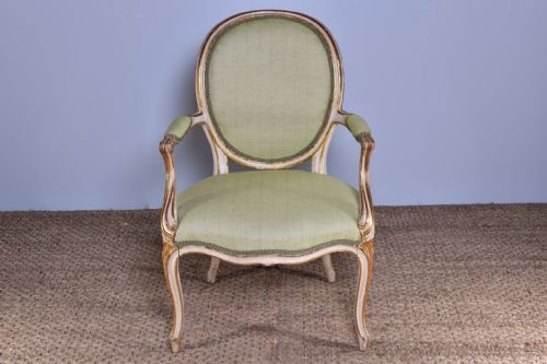 GEORGE III PAINTED CABRIOLE ARMCHAIR - ADDITIONAL PHOTO 4