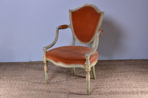 george iii painted shieldback armchair - CATEGORY: ANTIQUE CHAIRS - DATED GEORGIAN