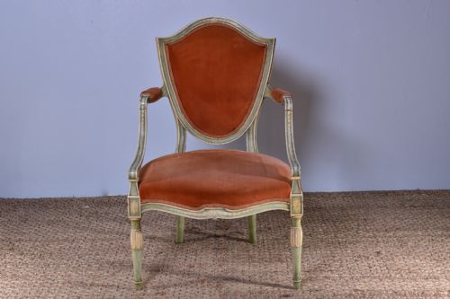 GEORGE III PAINTED SHIELDBACK ARMCHAIR - ADDITIONAL PHOTO 3