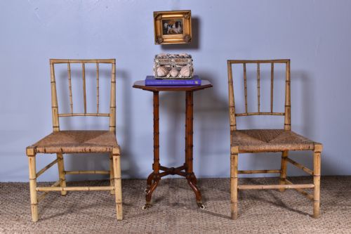 PAIR OF PAINTED FAUX BAMBOO SIDE CHAIRS - ADDITIONAL PHOTO 1