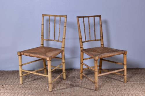 PAIR OF PAINTED FAUX BAMBOO SIDE CHAIRS - ADDITIONAL PHOTO 2
