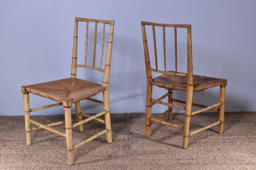 PAIR OF PAINTED FAUX BAMBOO SIDE CHAIRS - ADDITIONAL PHOTO 3