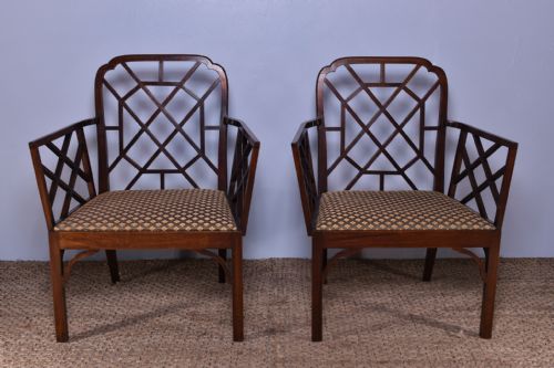 pair of mahogany cockpen armchairs - CATEGORY: ANTIQUE CHAIRS - DATED 19TH CENTURY