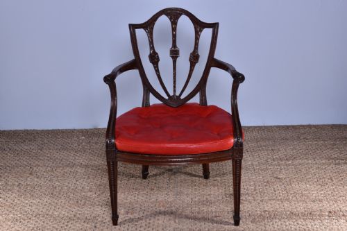 george iii carved shieldback armchair attributed to gillows - CATEGORY: ANTIQUE CHAIRS - DATED GEORGIAN