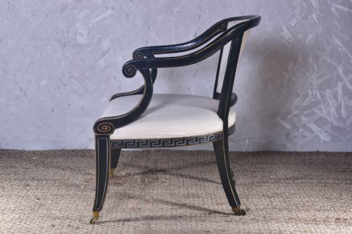 REGENCY EBONISED OPEN ARMCHAIR - ADDITIONAL PHOTO 4