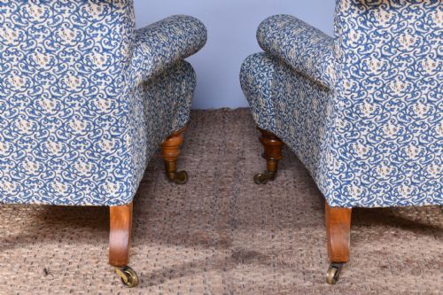 PAIR OF HOWARD SONS DEEPBUTTONED ARMCHAIRS - ADDITIONAL PHOTO 5