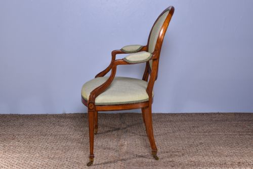 GEORGE III SATINWOOD OPEN ARMCHAIR - ADDITIONAL PHOTO 4
