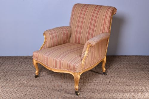 bertram son giltwood easy armchair - CATEGORY: ANTIQUE CHAIRS - DATED 19TH CENTURY