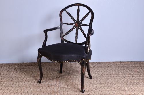 GEORGE III PAINTED OPEN ARMCHAIR - ADDITIONAL PHOTO 3