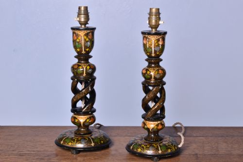 pair of kashmiri table lamps - CATEGORY: ANTIQUE LIGHTING - DATED EDWARDIAN