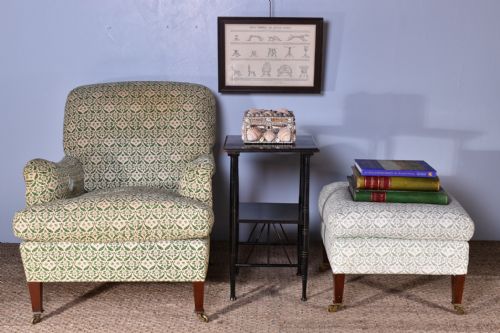 HOWARD SONS BRIDGEWATER ARMCHAIR WITH FOOTSTOOL - ADDITIONAL PHOTO 2
