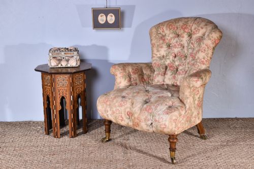 HOWARD SONS DEEPBUTTONED BACK ARMCHAIR - ADDITIONAL PHOTO 4