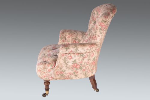 HOWARD SONS DEEPBUTTONED BACK ARMCHAIR - ADDITIONAL PHOTO 5