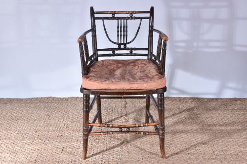 regency faux bamboo armchair - CATEGORY: ANTIQUE CHAIRS - DATED REGENCY