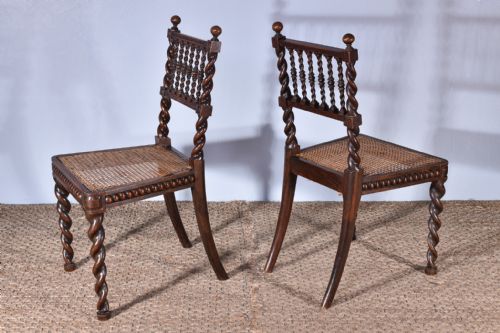 PAIR OF BARLEY TWIST SIDE CHAIRS - ADDITIONAL PHOTO 3