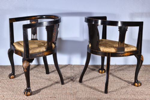 PAIR OF CHINOISERIE DECORATED TUB CHAIRS - ADDITIONAL PHOTO 6