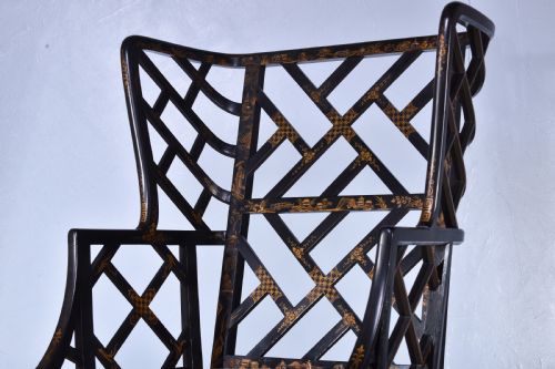 A CHINOISERIE WING BACK ARMCHAIR - ADDITIONAL PHOTO 1
