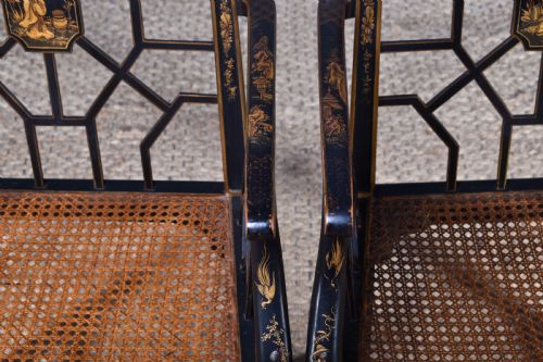 PAIR OF GILT BLACK JAPANNED ARMCHAIRS - ADDITIONAL PHOTO 8