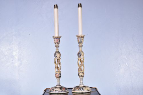 PAIR OF TALL KASHMIRI TABLE LAMPS - ADDITIONAL PHOTO 1