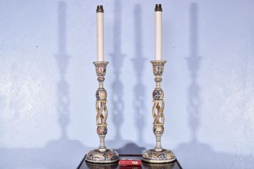 PAIR OF TALL KASHMIRI TABLE LAMPS - ADDITIONAL PHOTO 8