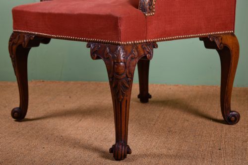 HOWARD SONS MAHOGANY LIBRARY ARMCHAIR - ADDITIONAL PHOTO 6
