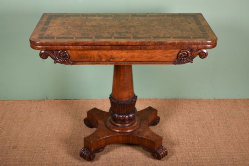 george iv burr oak card table - CATEGORY: ANTIQUE TABLES - DATED 19TH CENTURY