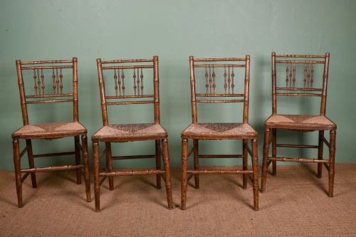 SET OF FOUR REGENCY FAUX BAMBOO CHAIRS - ADDITIONAL PHOTO 5