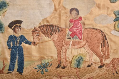 FOLK ART WOOL NEEDLEWORK SCENE - ADDITIONAL PHOTO 1