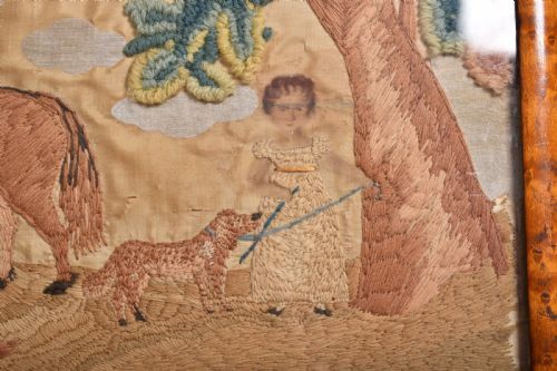 FOLK ART WOOL NEEDLEWORK SCENE - ADDITIONAL PHOTO 2