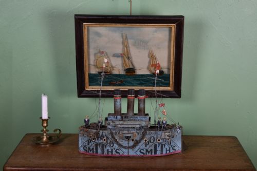 RARE BRITISH FOLK ART TIN MODEL OF A SHIP - ADDITIONAL PHOTO 5