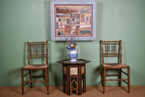 PAIR OF REGENCY FAUXBAMBOO CHAIRS - ADDITIONAL PHOTO 5