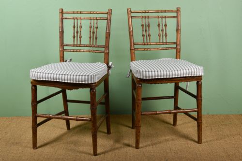 PAIR OF REGENCY FAUXBAMBOO CHAIRS - ADDITIONAL PHOTO 1