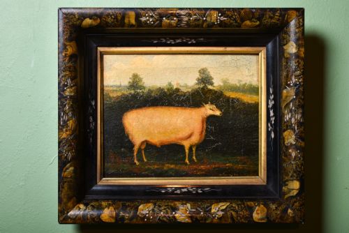 naive painting of a sheep - CATEGORY: ANTIQUE ART - DATED 1900