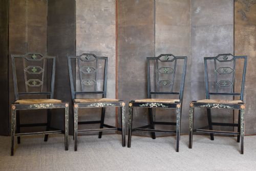 SET OF FOUR GEORGE III PAINTED CHAIRS