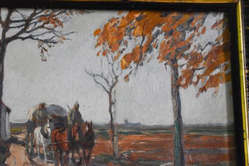HUGO KRINGS RURAL SCENE OIL ON BOARD - ADDITIONAL PHOTO 3