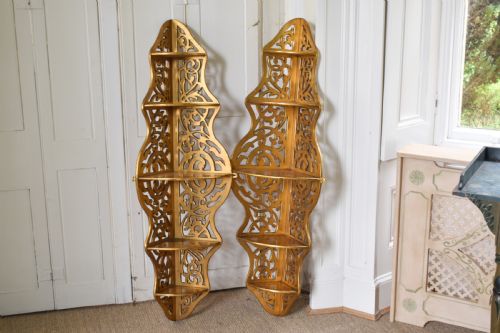 Pair of Victorian Gilt Corner Shelves