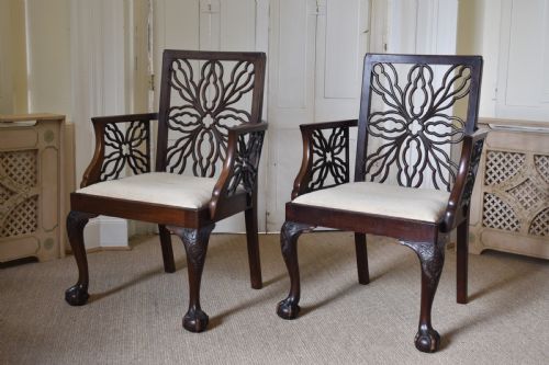 Pair Of Mahogany Open Armchairs 