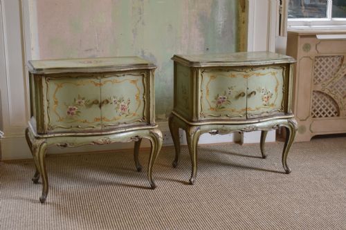 Pair of French Painted Bedsides
