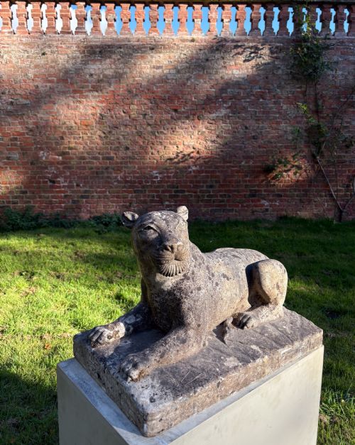Marble Sculpture of a Recumbent Lioness